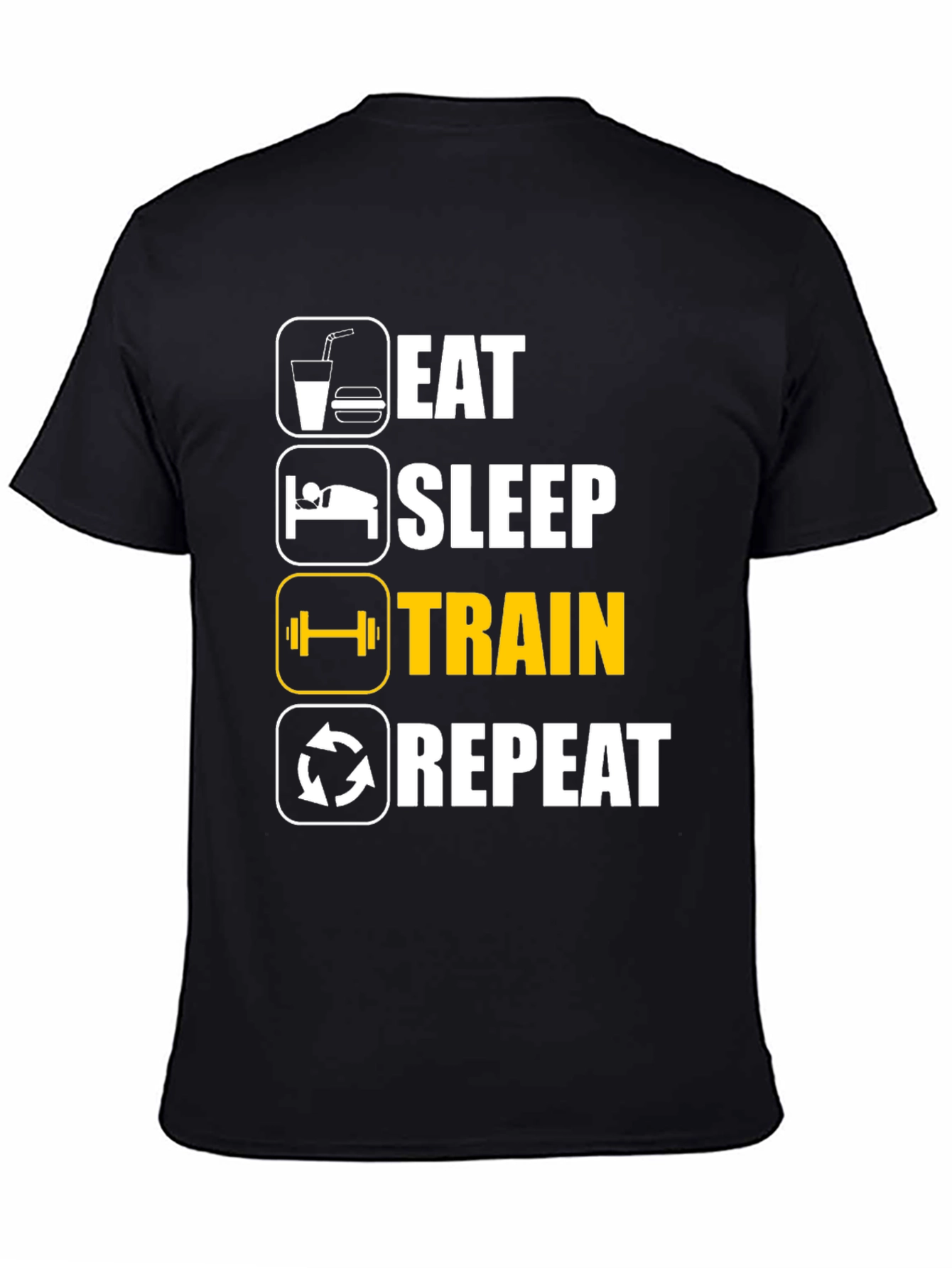 Eat Sleep Train Repeat Black T-Shirt
