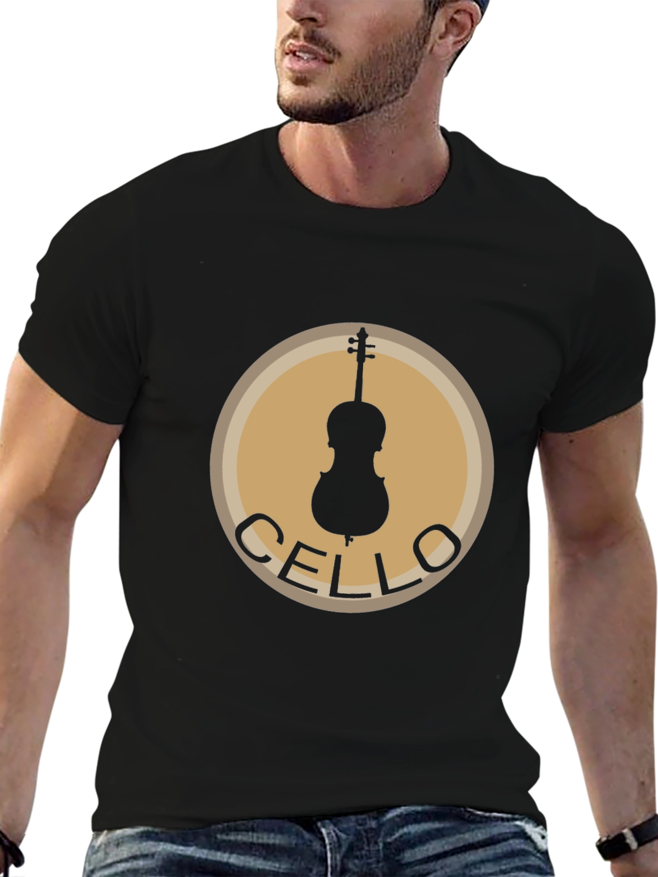 Cello Music Black T-Shirt | Instrument Graphic Tee