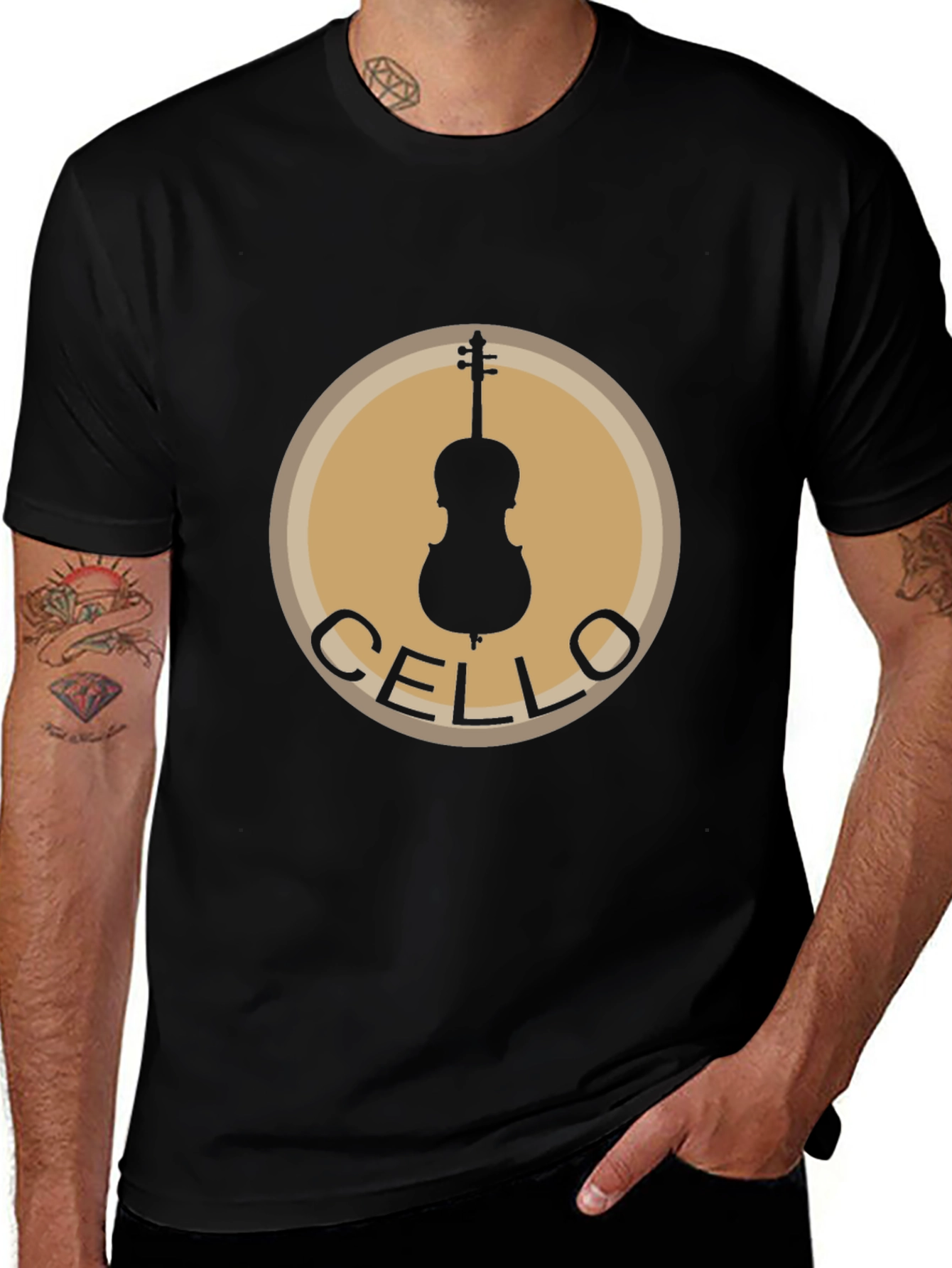 Cello Music Black T-Shirt | Instrument Graphic Tee