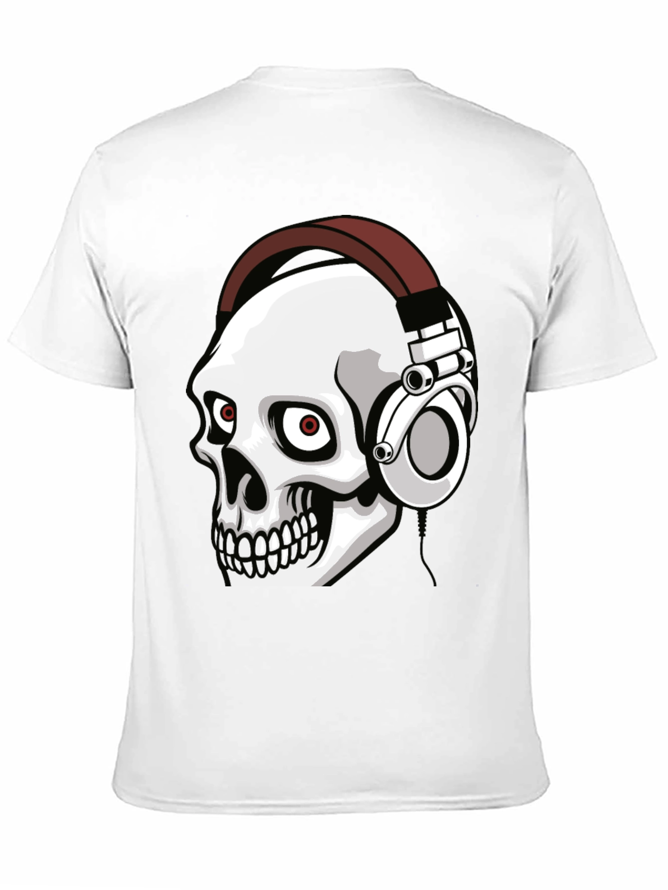 Skull Wearing Headphones Graphic Tee - Black
