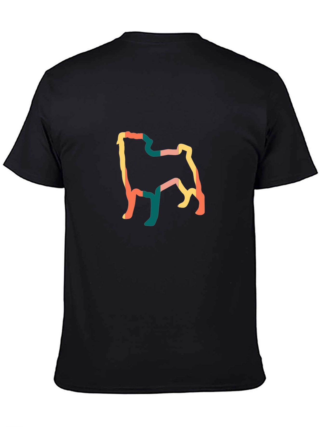Retro Pug Outline T-Shirt - Black