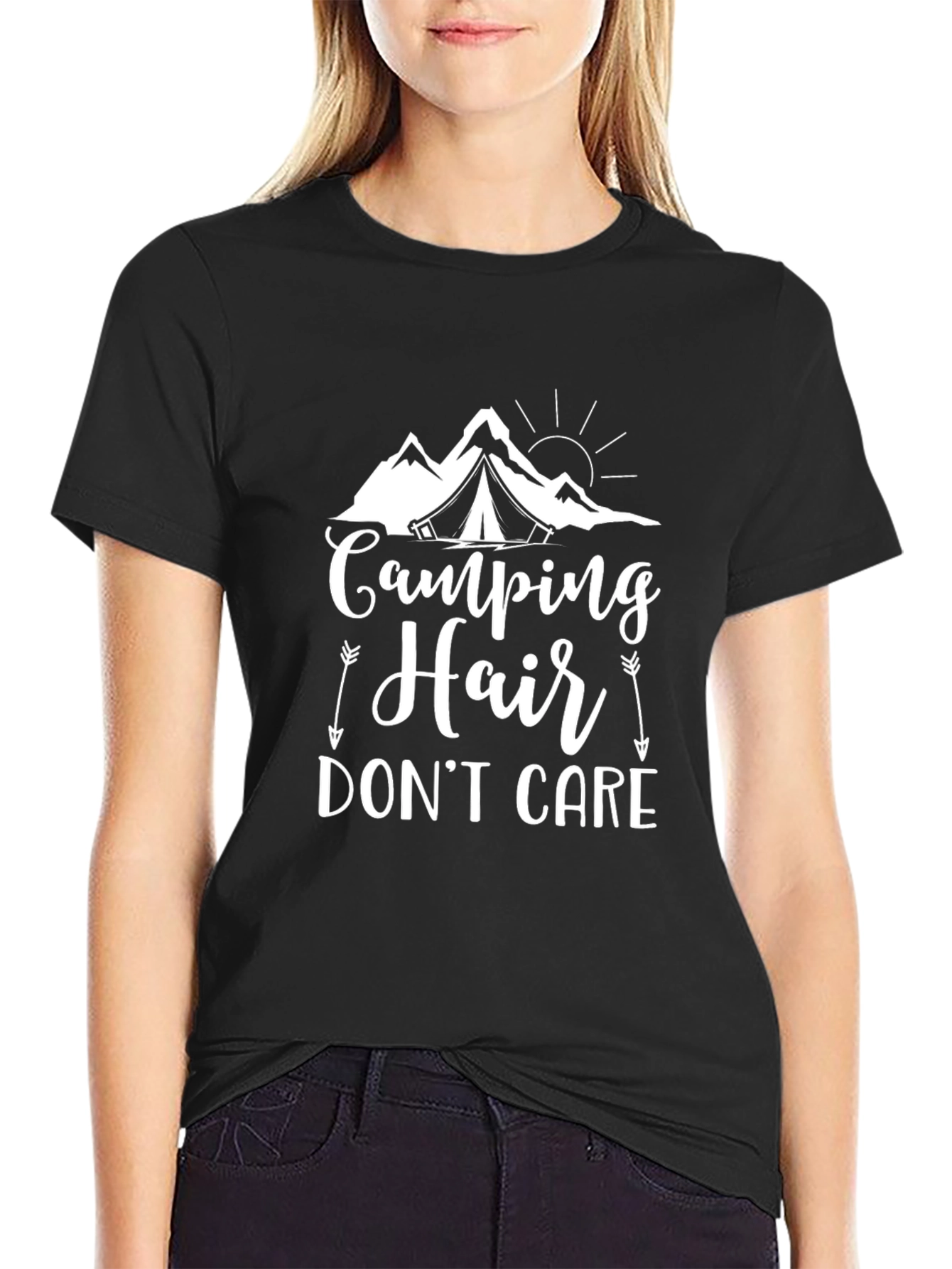 Camping Hair Dont Care Graphic Tee