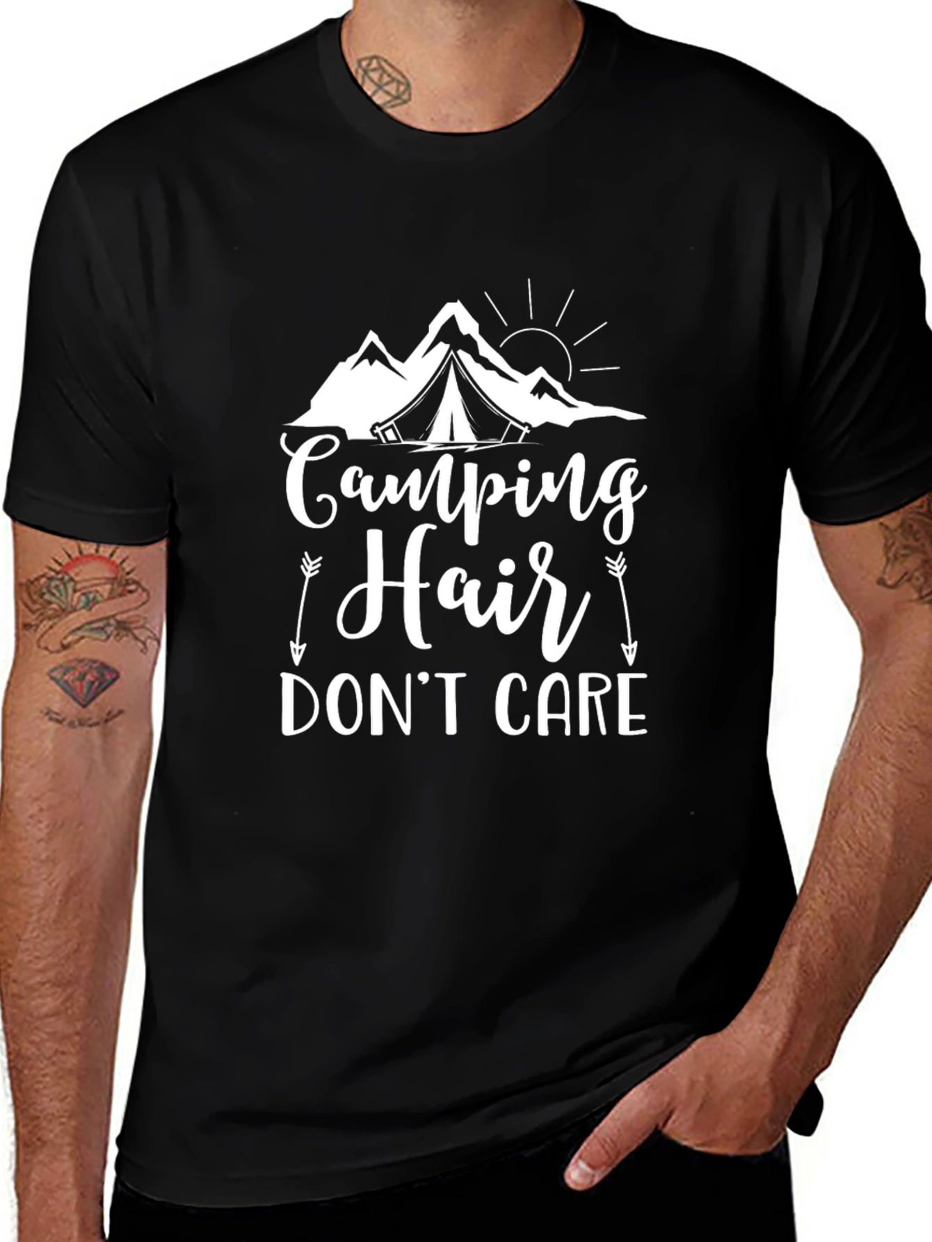 Camping Hair Dont Care Graphic Tee
