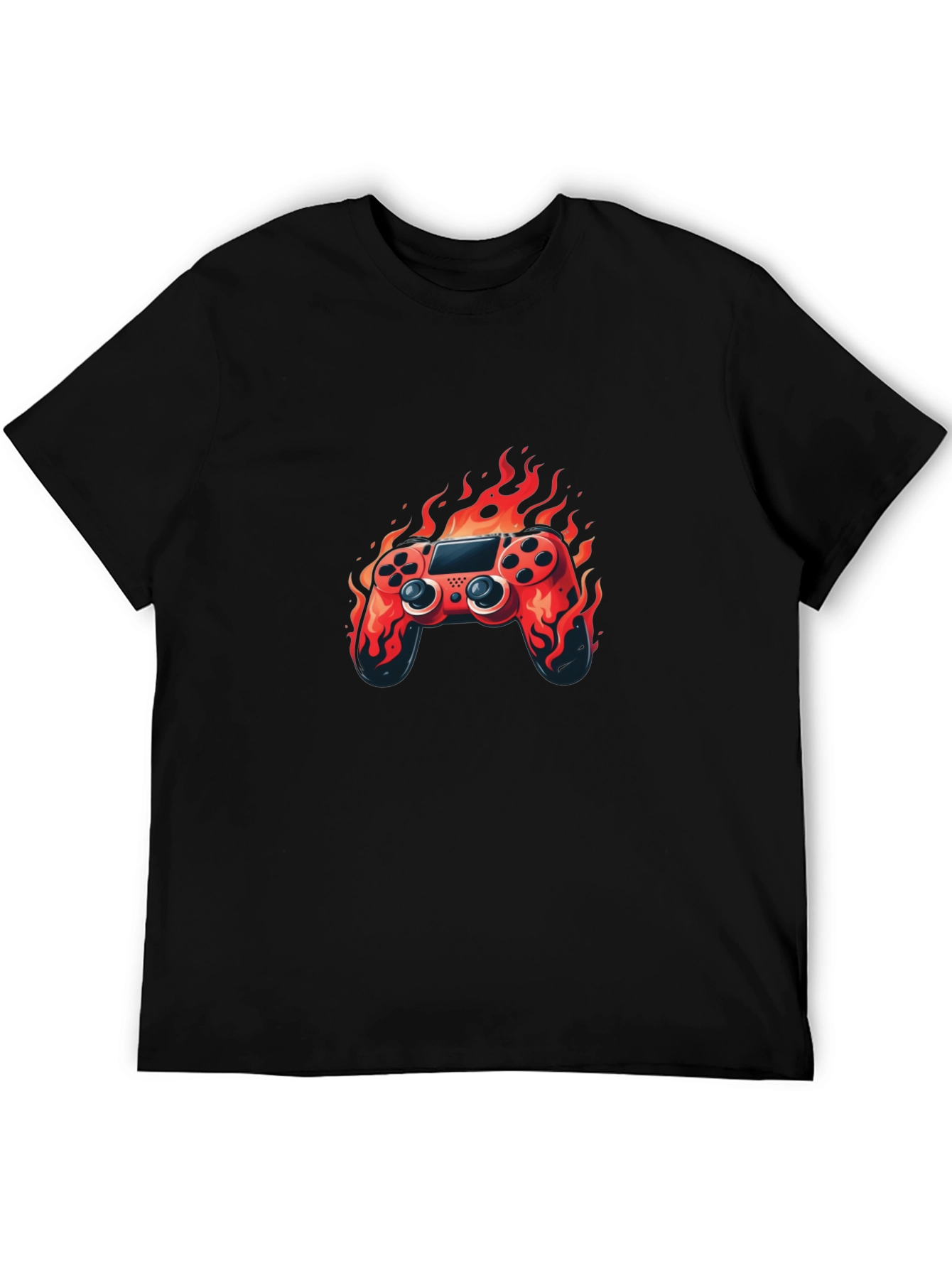 Flaming Game Controller Graphic Tee - Black