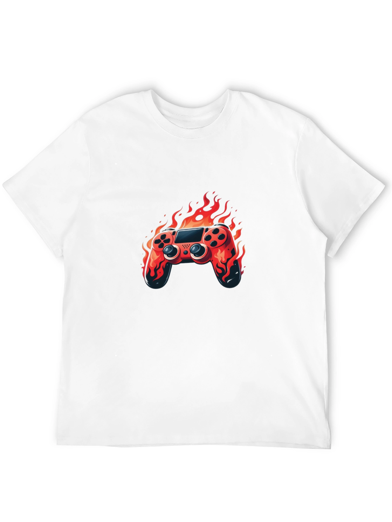 Flaming Game Controller Graphic Tee - Black