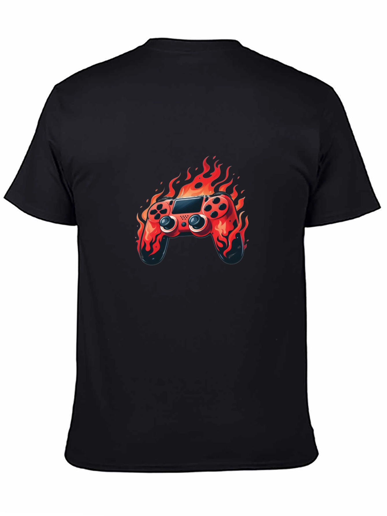 Flaming Game Controller Graphic Tee - Black