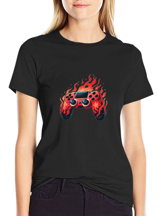 Flaming Game Controller Graphic Tee - Black