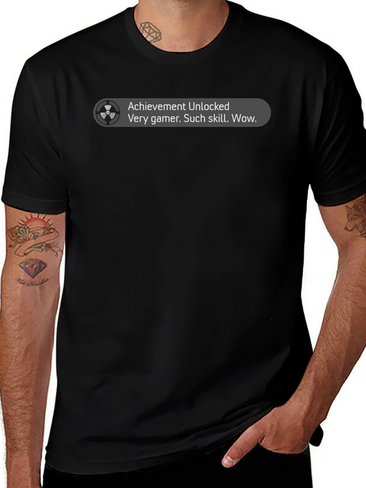 Achievement Unlocked Gamer T-Shirt - Very Gamer Such Skill
