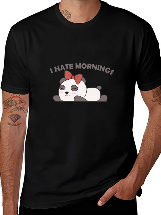 I Hate Mornings Panda Graphic T-Shirt