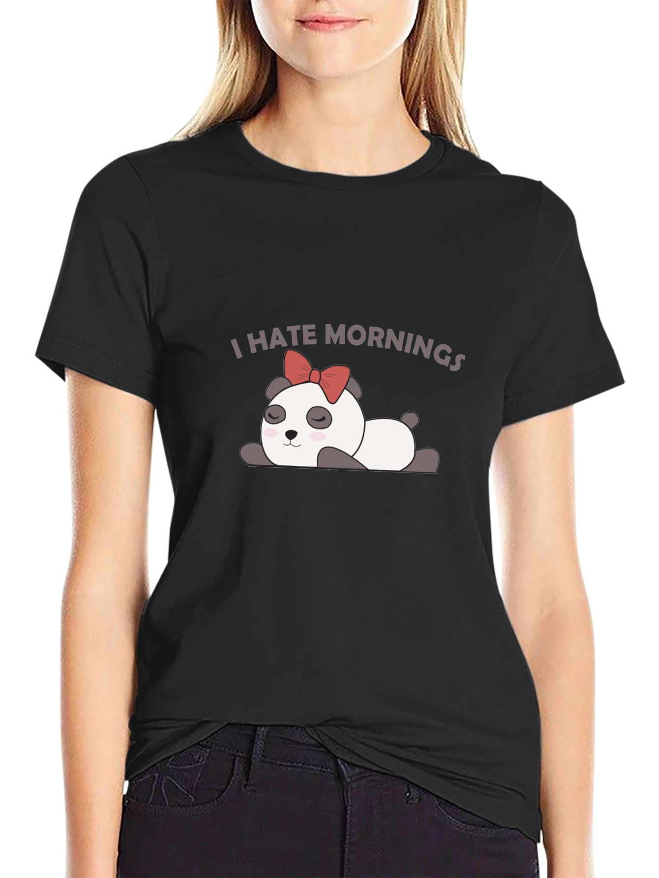 I Hate Mornings Panda Graphic T-Shirt