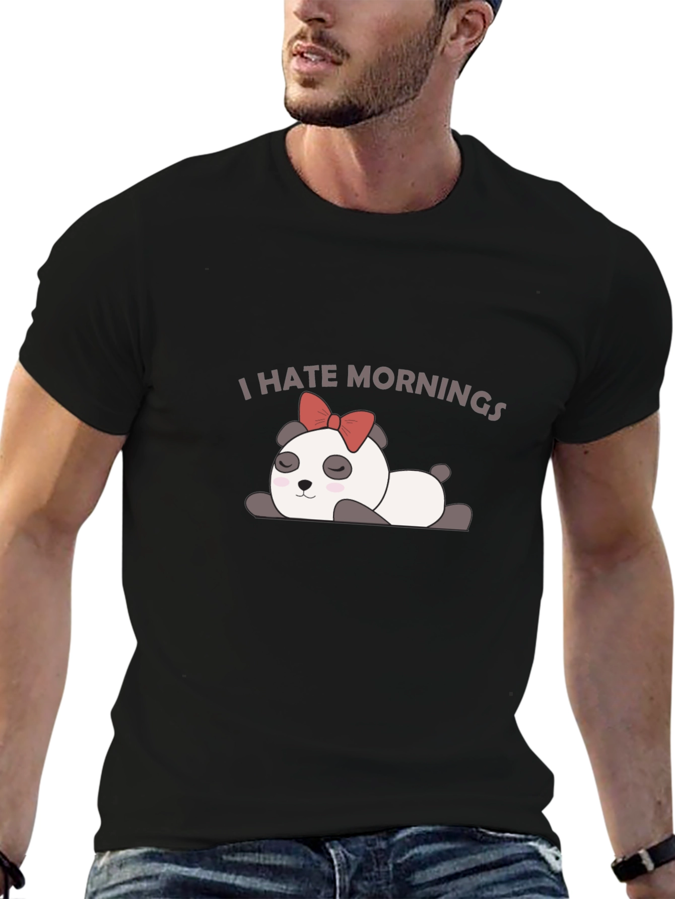 I Hate Mornings Panda Graphic T-Shirt