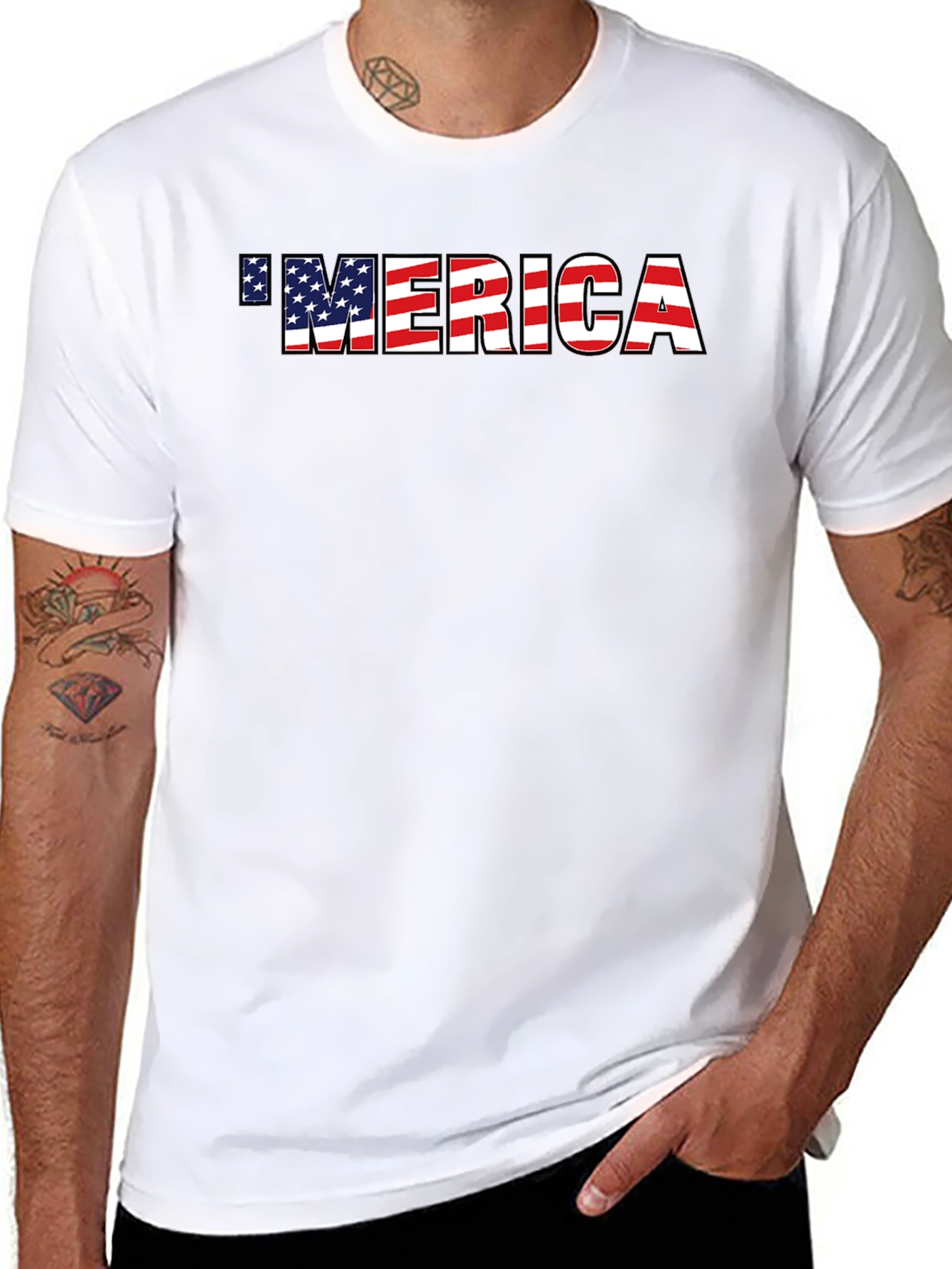 Patriotic Merica Graphic Tee - American Flag Print