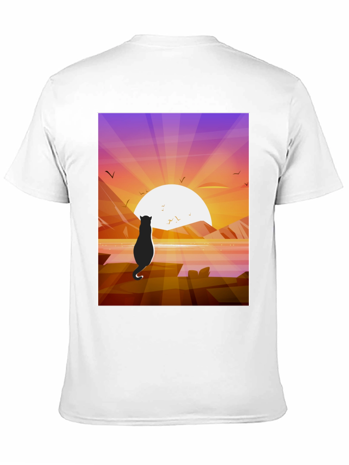 Sunset Cat Graphic Tee - Stylish Cotton Comfort