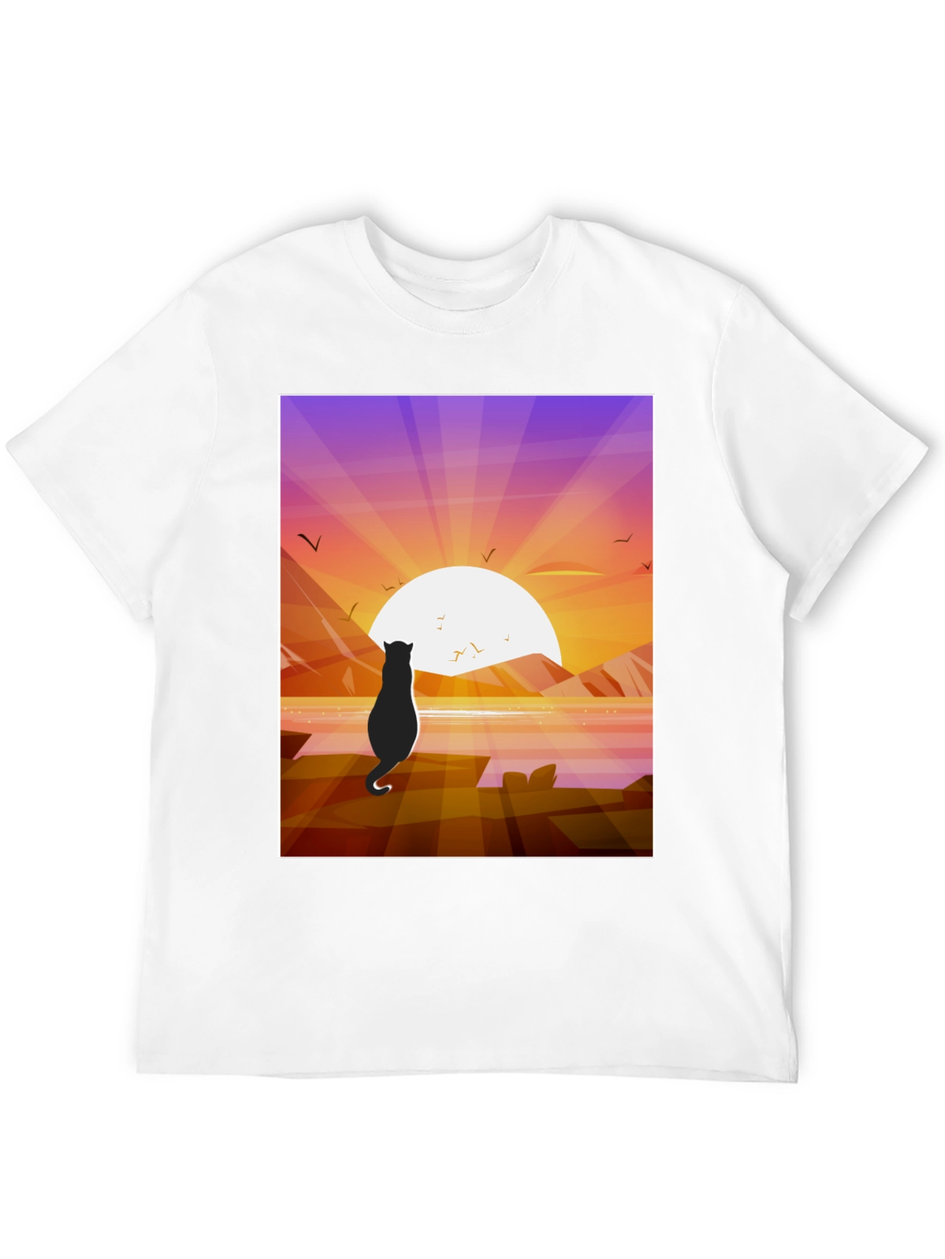Sunset Cat Graphic Tee - Stylish Cotton Comfort