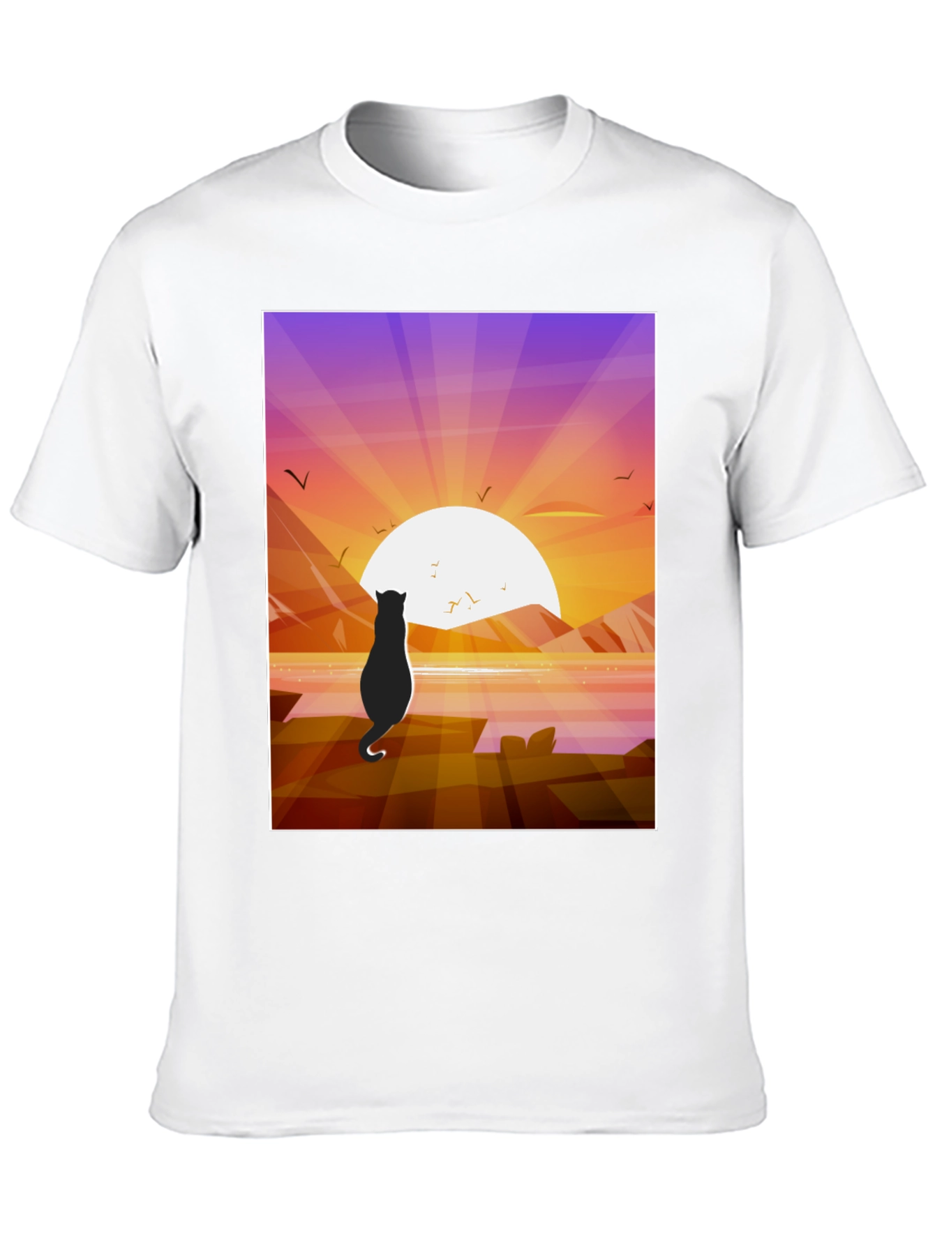Sunset Cat Graphic Tee - Stylish Cotton Comfort