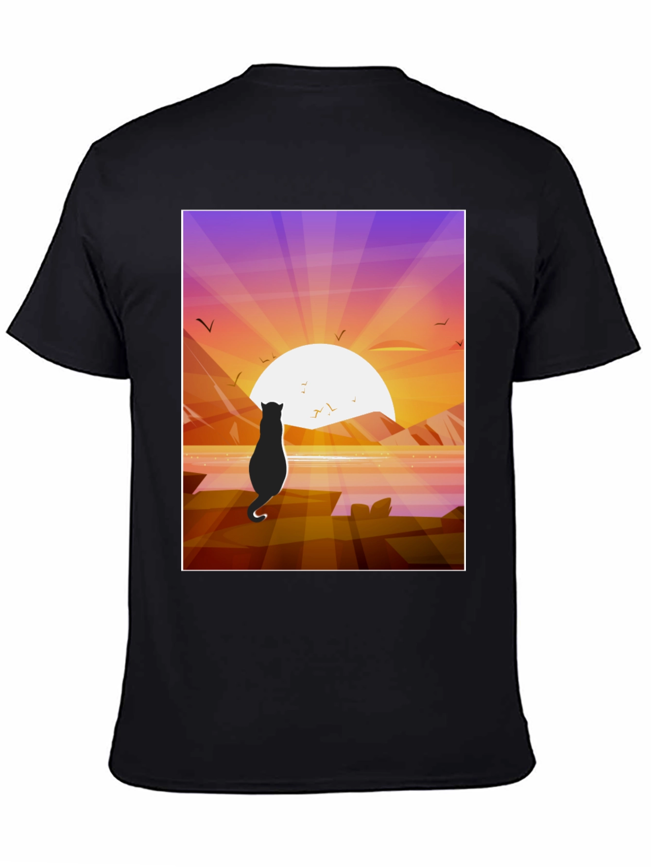 Sunset Cat Graphic Tee - Stylish Cotton Comfort