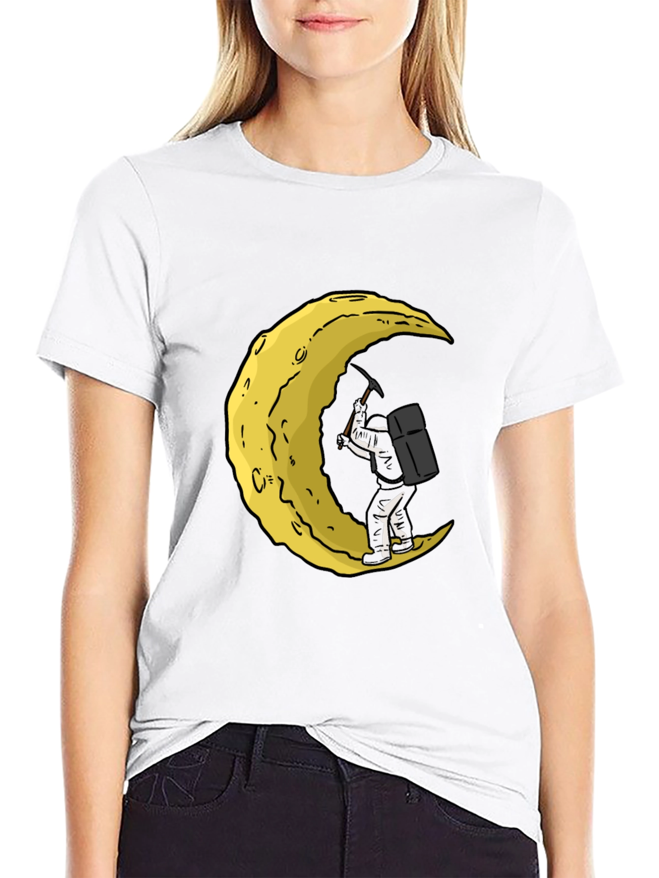 Moon Mining Graphic T-Shirt - Black Cotton Tee