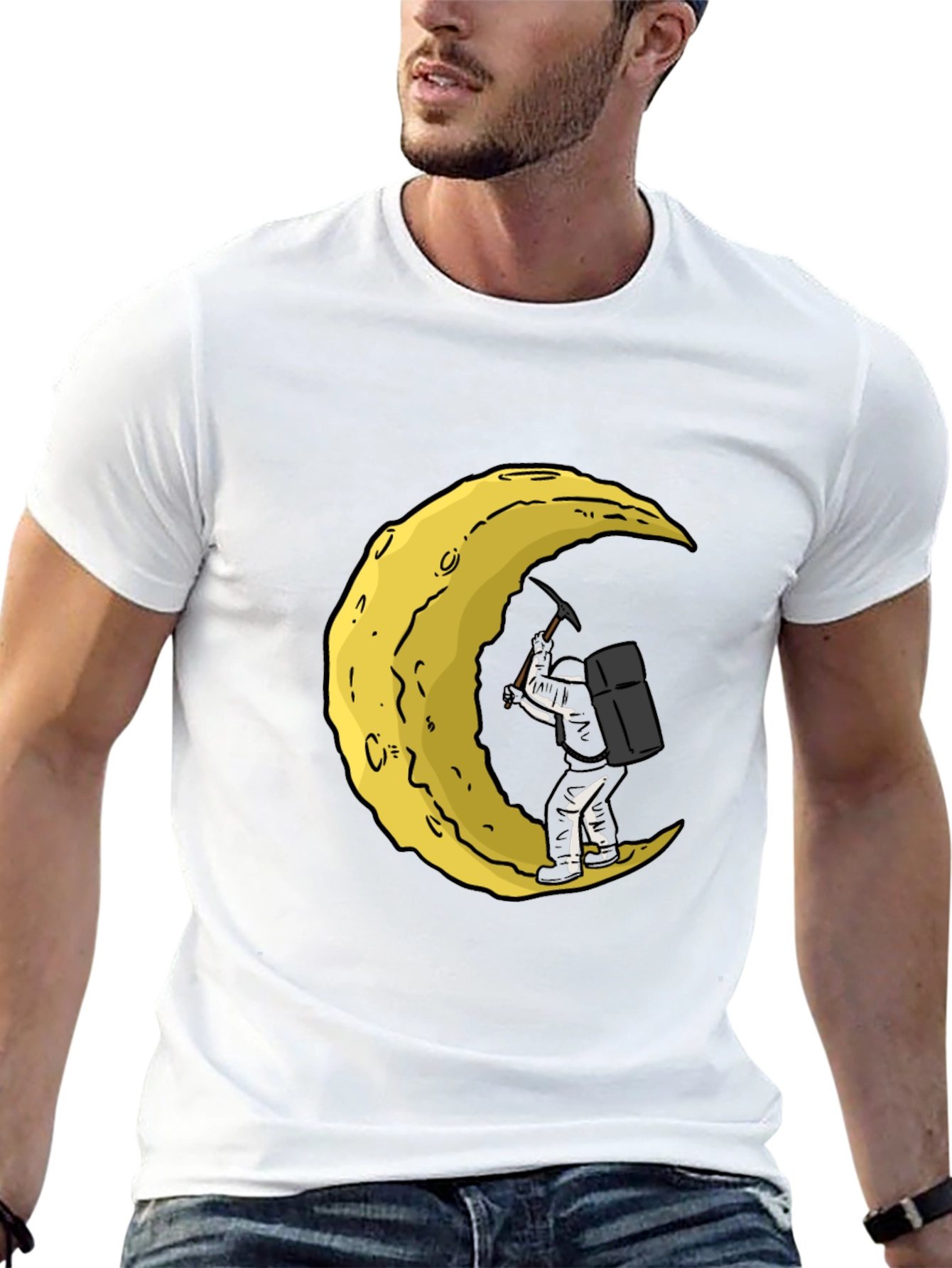 Moon Mining Graphic T-Shirt - Black Cotton Tee