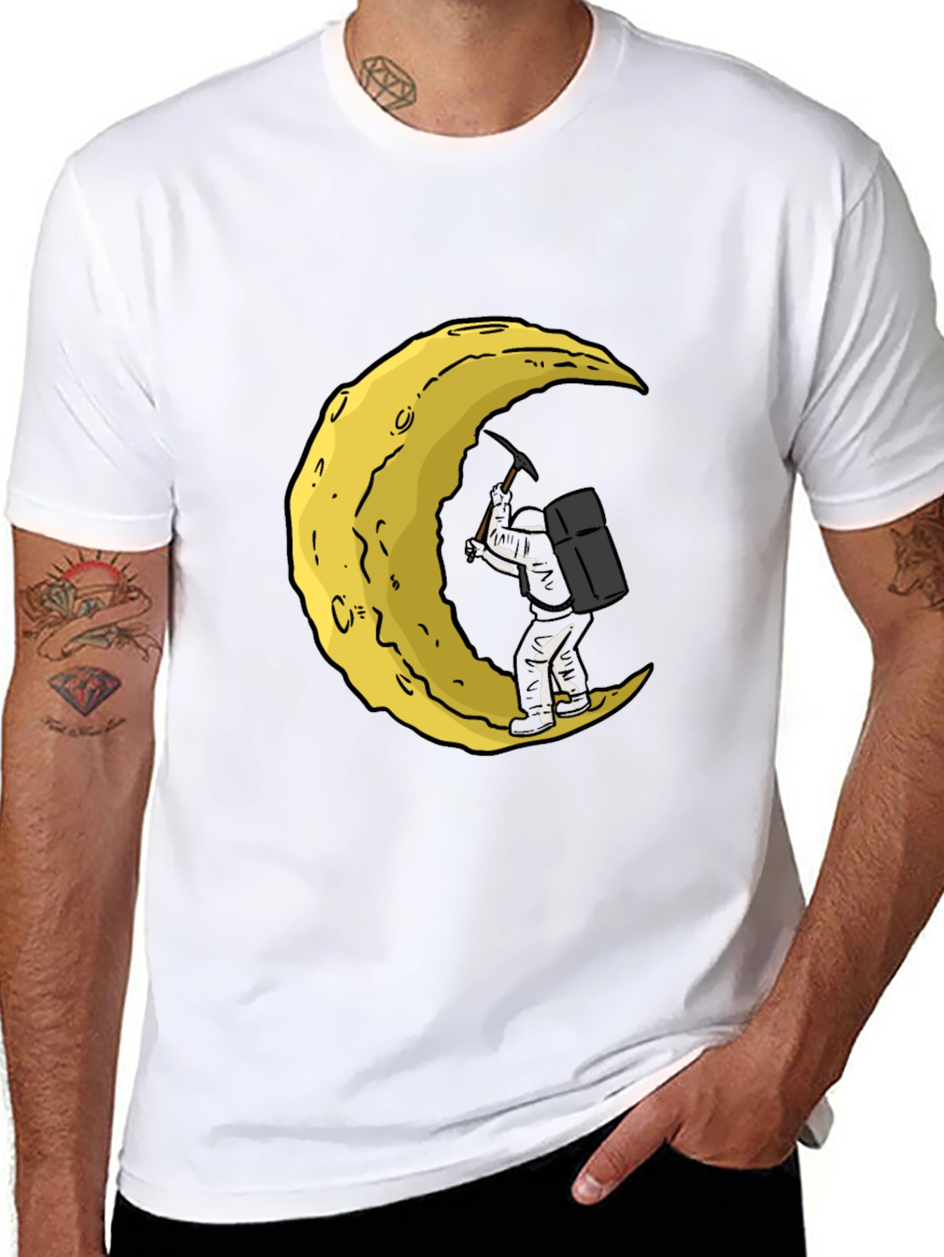 Moon Mining Graphic T-Shirt - Black Cotton Tee