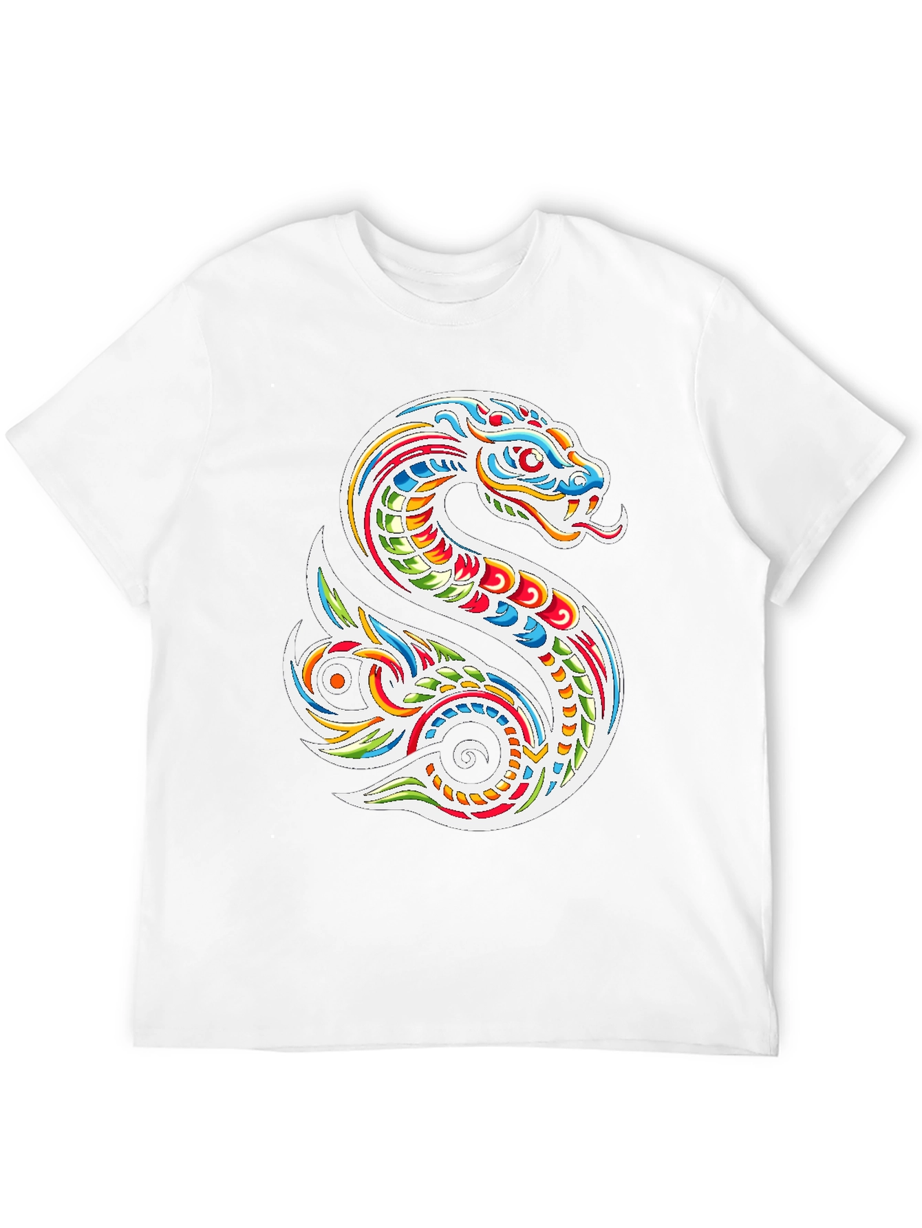 Vibrant Snake Graphic Tee - Mens Black T-Shirt