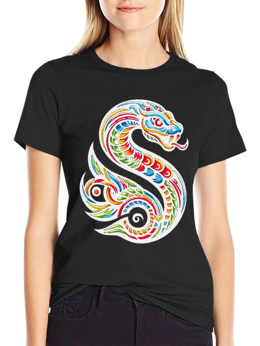 Vibrant Snake Graphic Tee - Mens Black T-Shirt