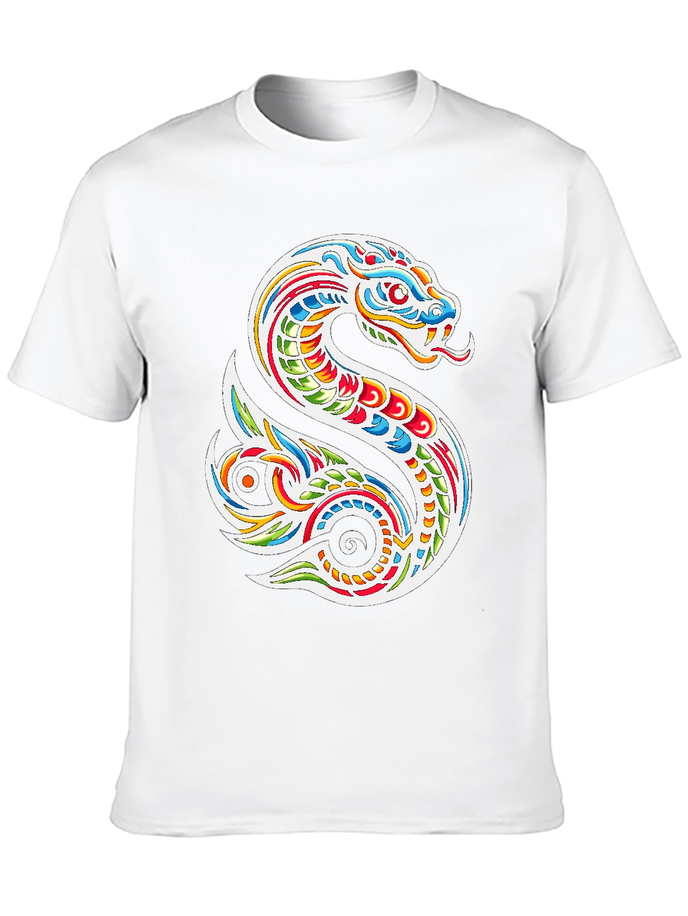 Vibrant Snake Graphic Tee - Mens Black T-Shirt