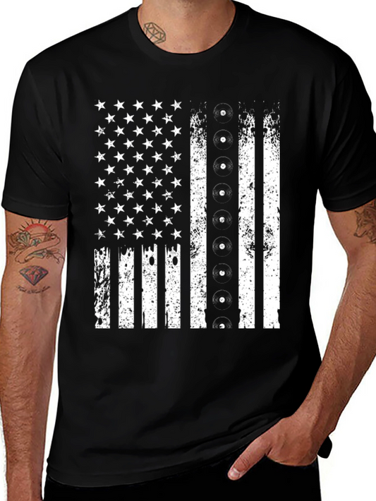 Distressed American Flag Record Player T-Shirt