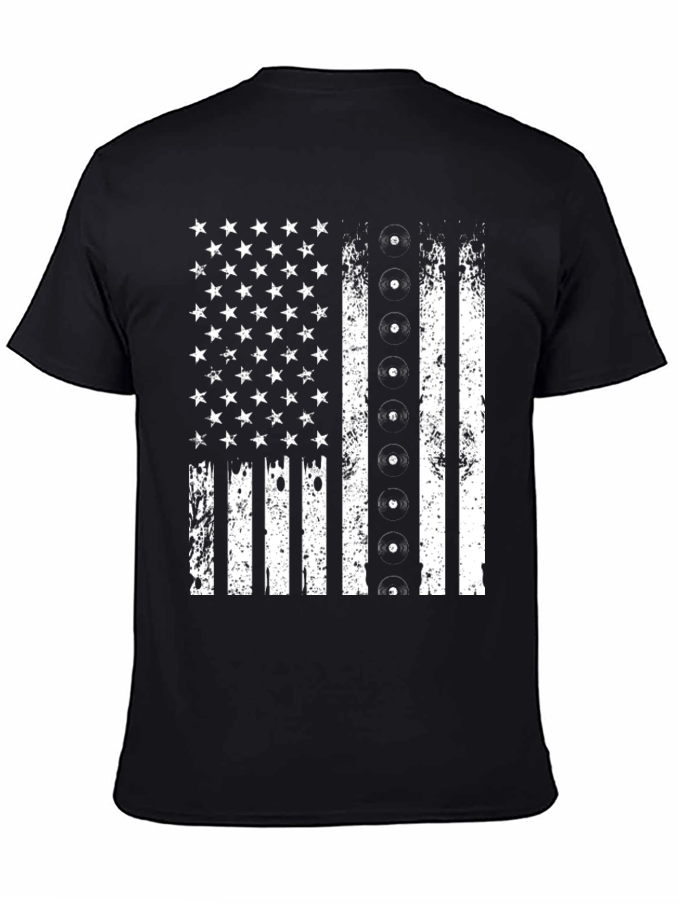Distressed American Flag Record Player T-Shirt