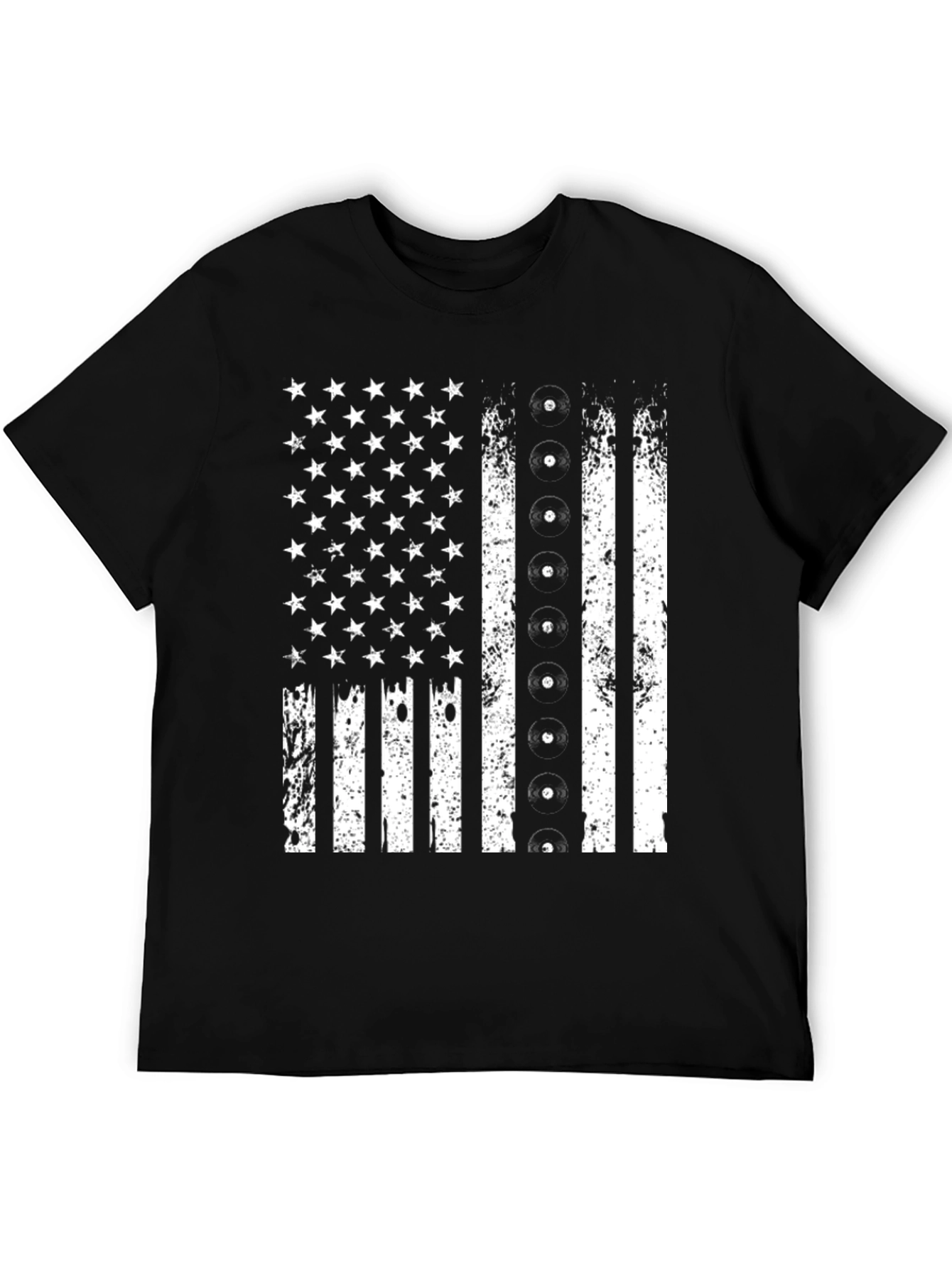 Distressed American Flag Record Player T-Shirt