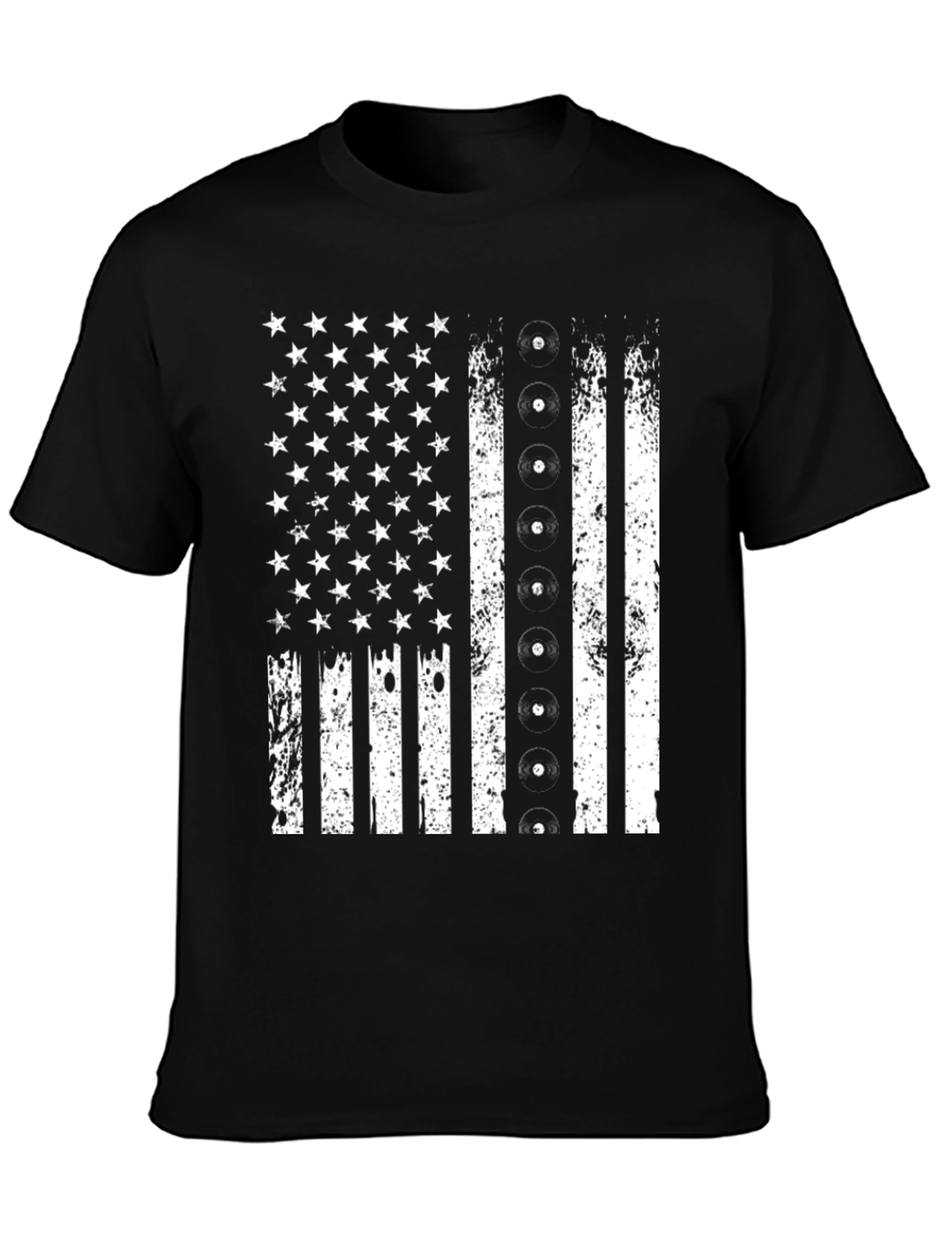 Distressed American Flag Record Player T-Shirt
