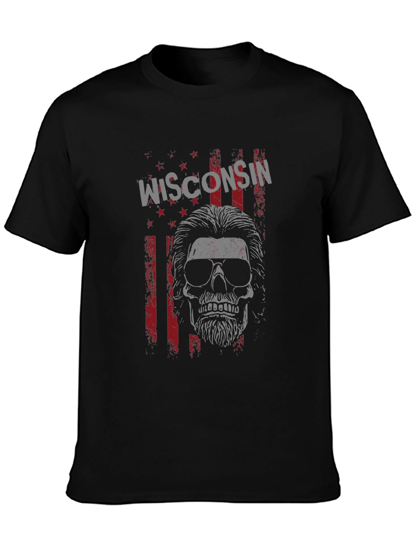Wisconsin Skull Graphic Tee - Mens Black T-Shirt
