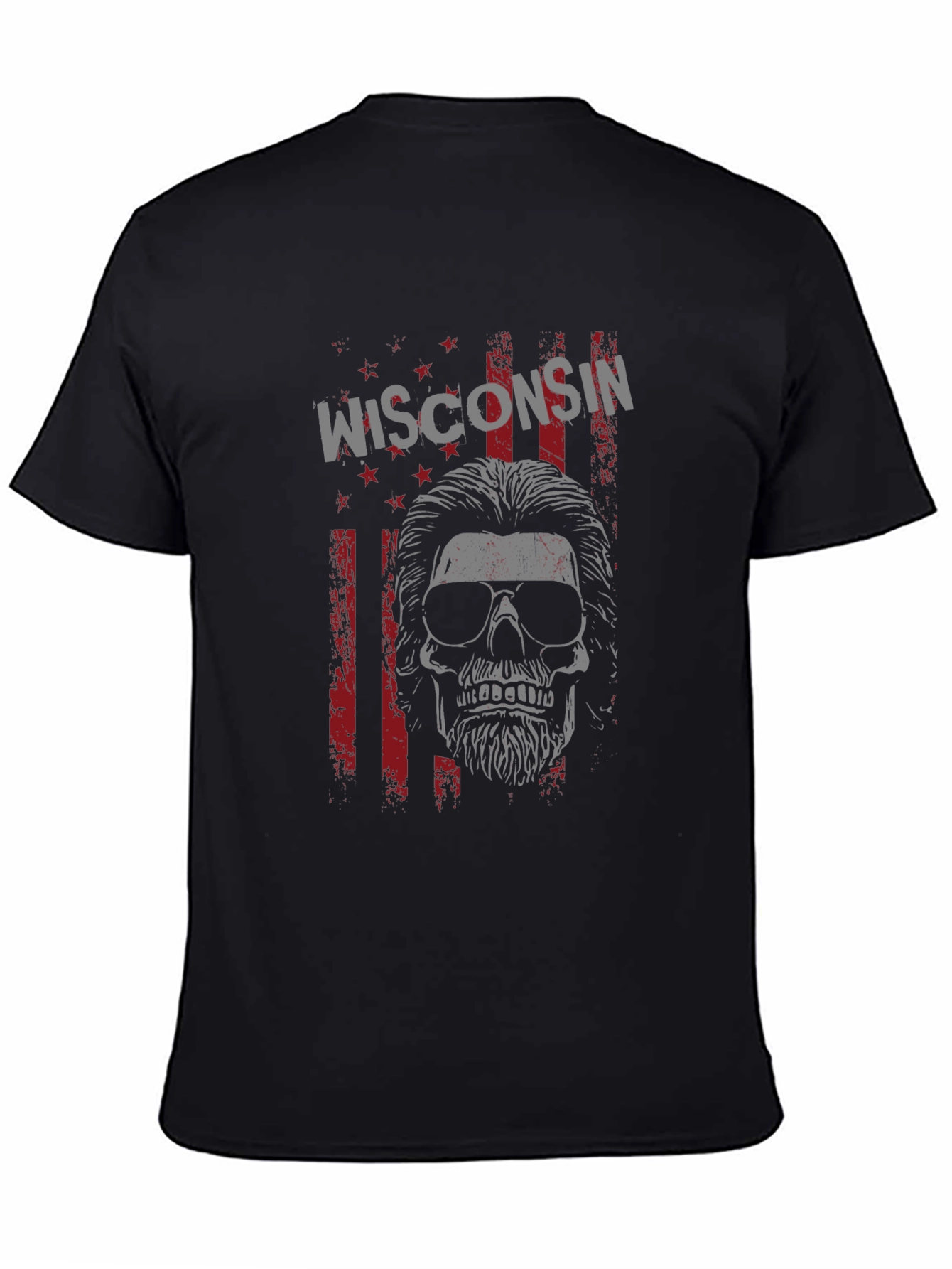Wisconsin Skull Graphic Tee - Mens Black T-Shirt