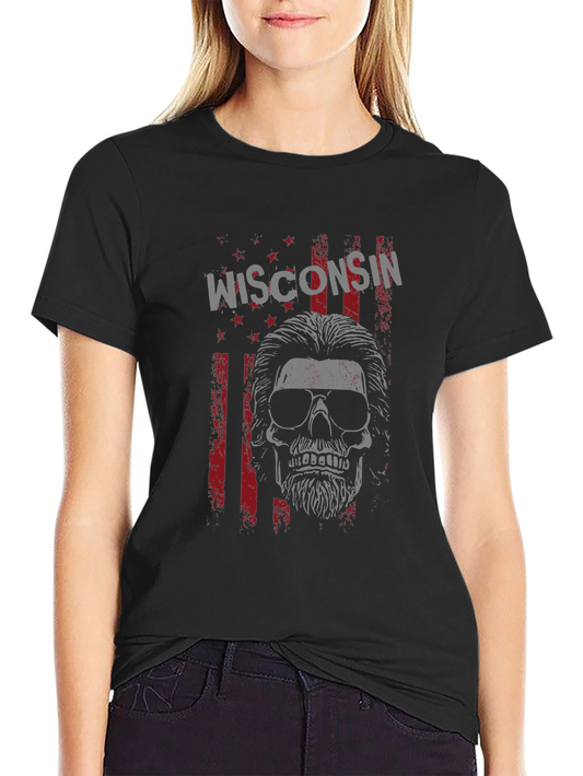 Wisconsin Skull Graphic Tee - Mens Black T-Shirt
