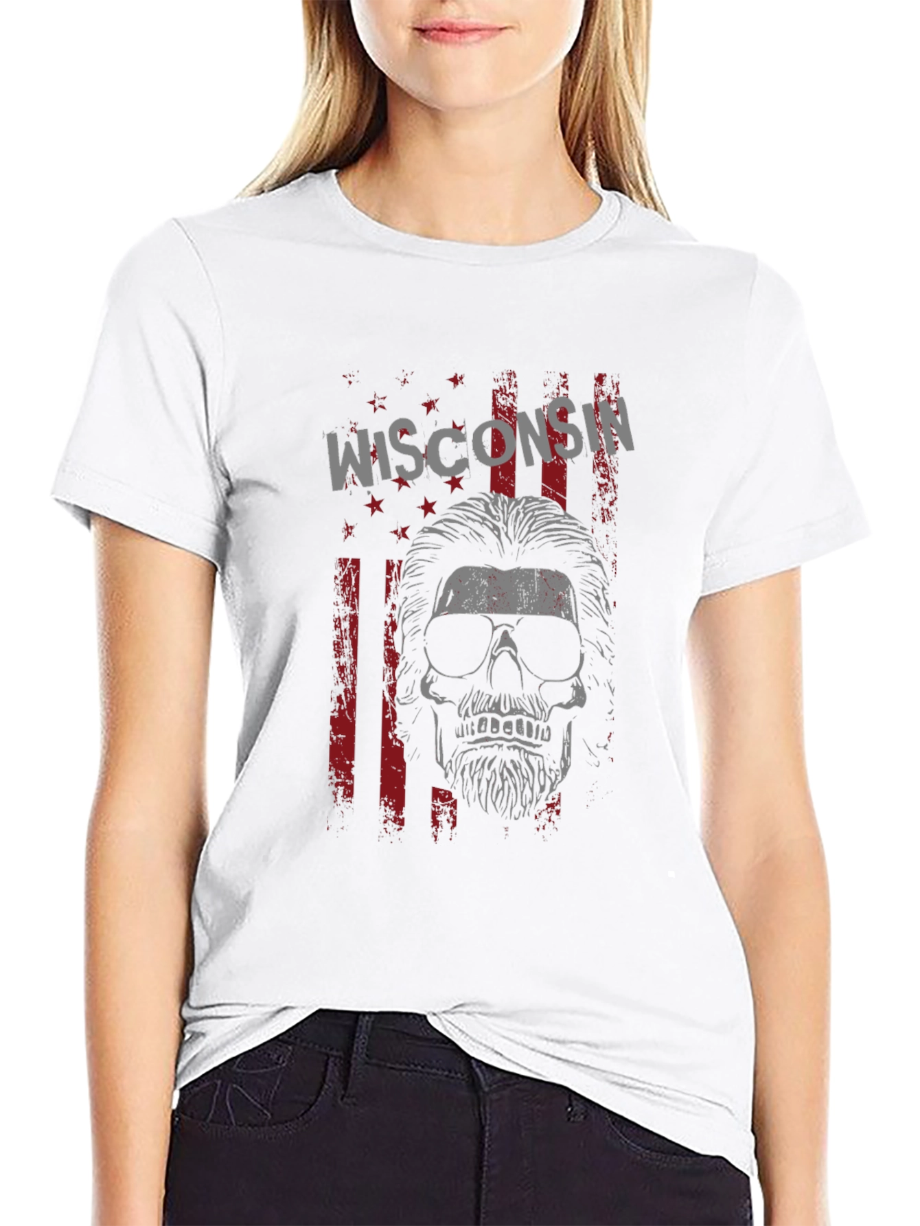 Wisconsin Skull Graphic Tee - Mens Black T-Shirt