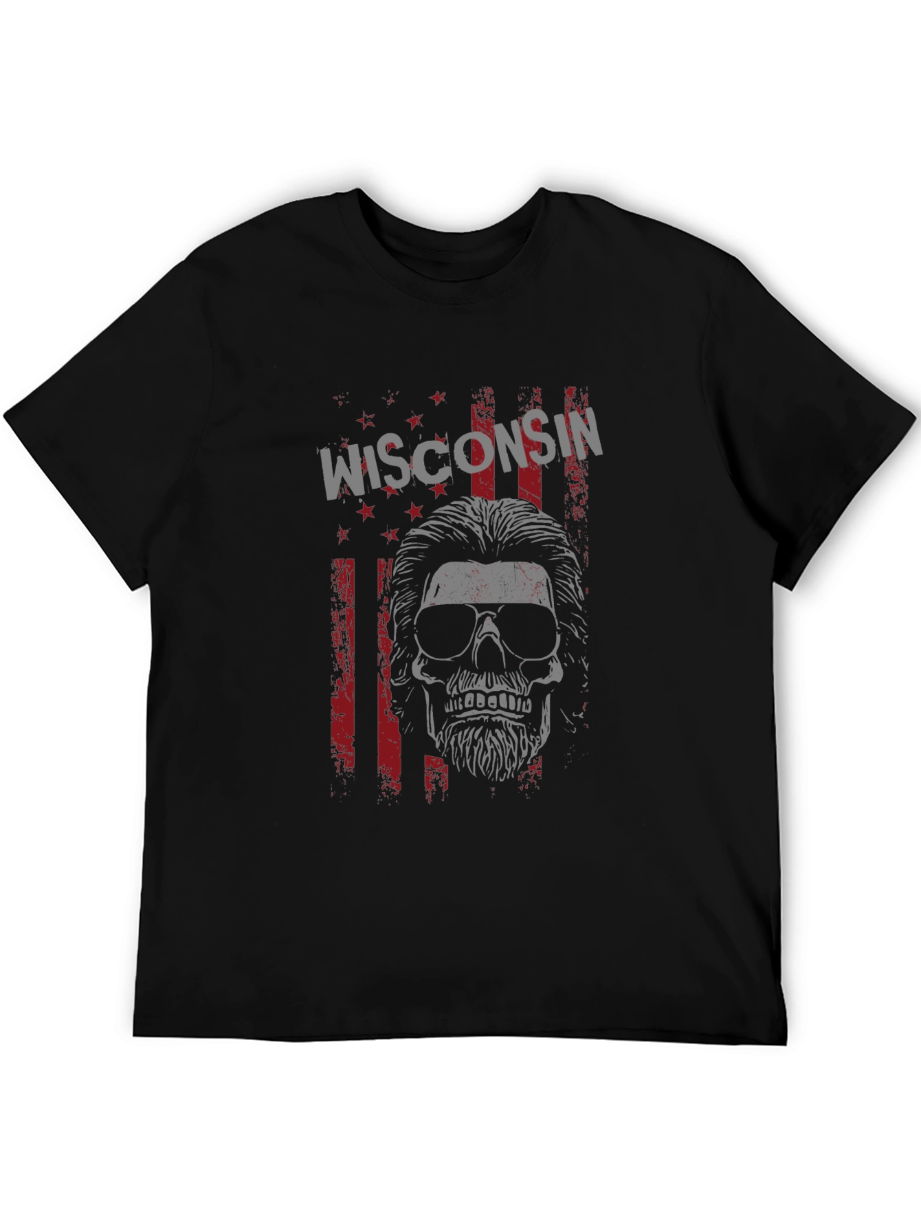 Wisconsin Skull Graphic Tee - Mens Black T-Shirt