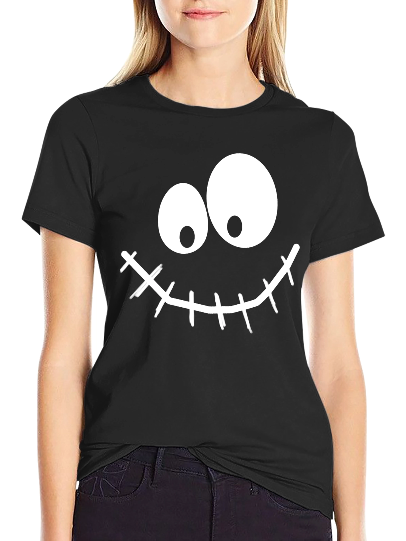 Funny Halloween Face Black T-Shirt