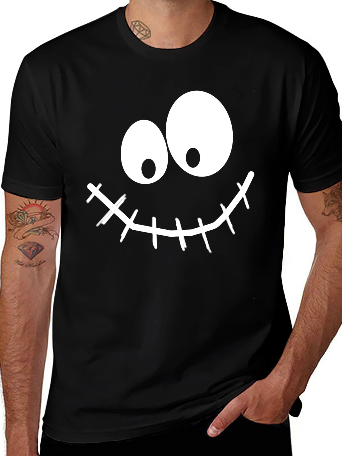 Funny Halloween Face Black T-Shirt