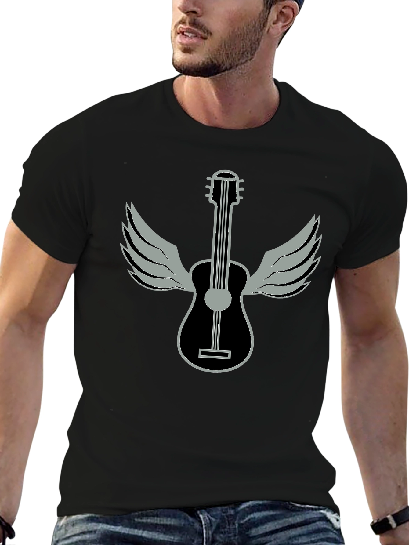 Winged Guitar Graphic T-Shirt - Music Lover Tee