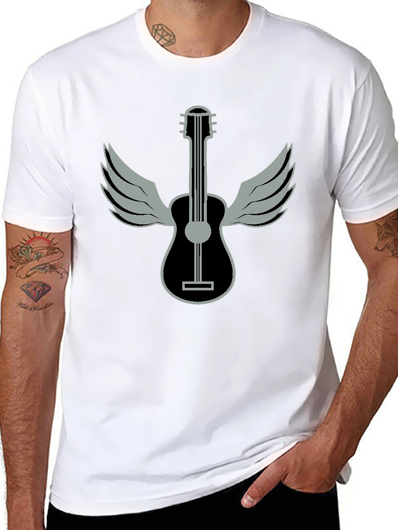 Winged Guitar Graphic T-Shirt - Music Lover Tee
