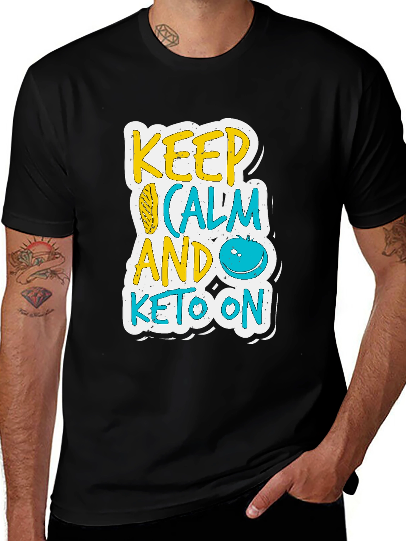 Keep Calm and Keto On Black T-Shirt