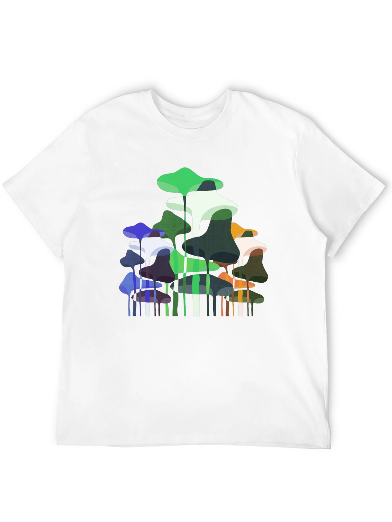 Abstract Mushroom Print Black T-Shirt