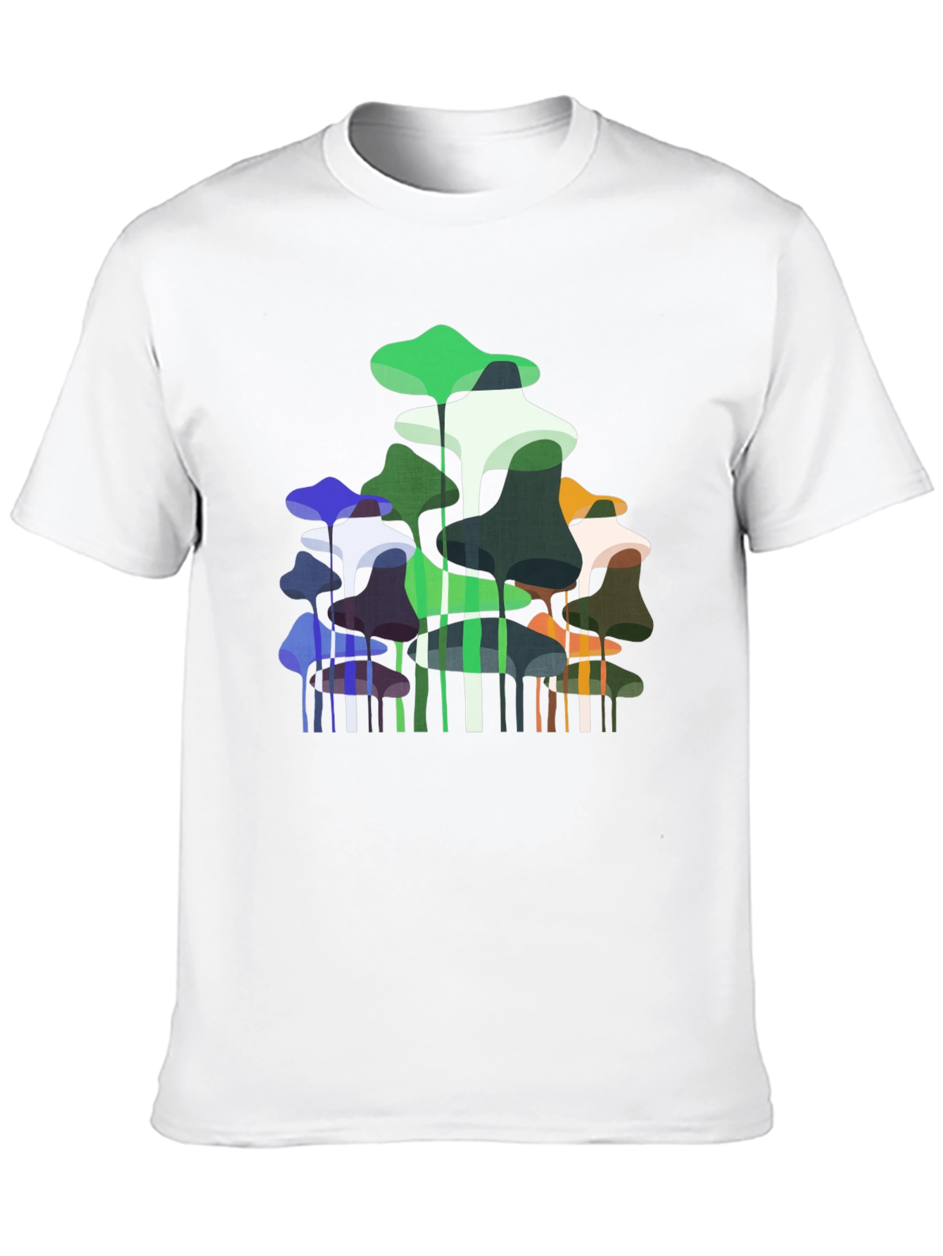 Abstract Mushroom Print Black T-Shirt
