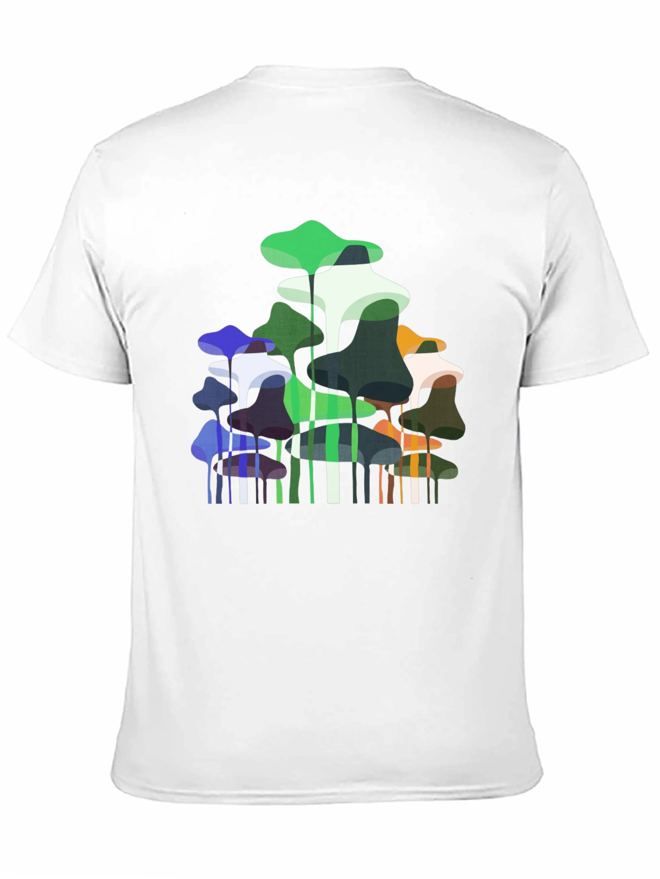 Abstract Mushroom Print Black T-Shirt