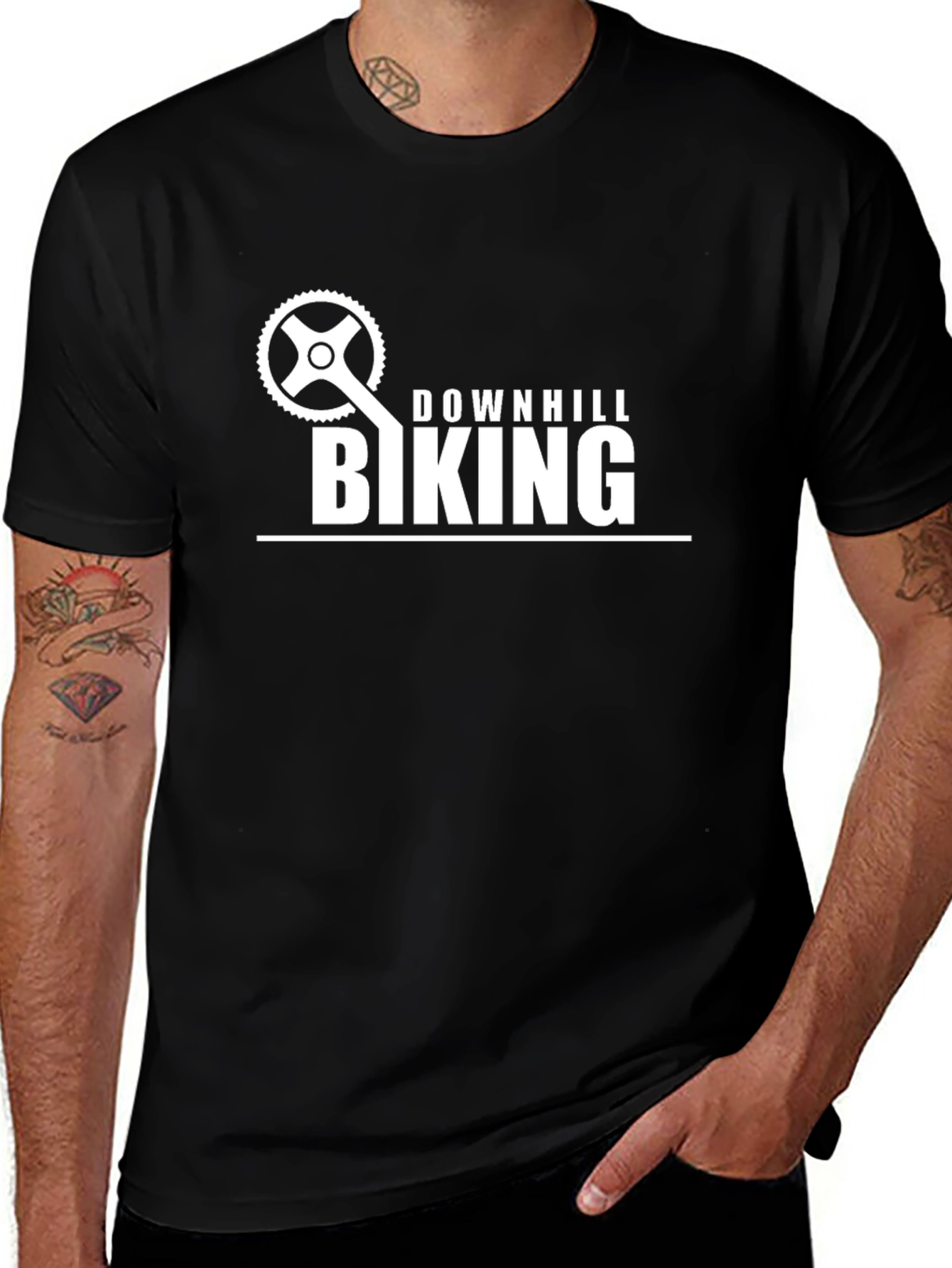 Downhill Biking Graphic Tee - Black Cotton T-Shirt