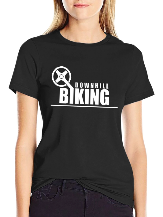 Downhill Biking Graphic Tee - Black Cotton T-Shirt