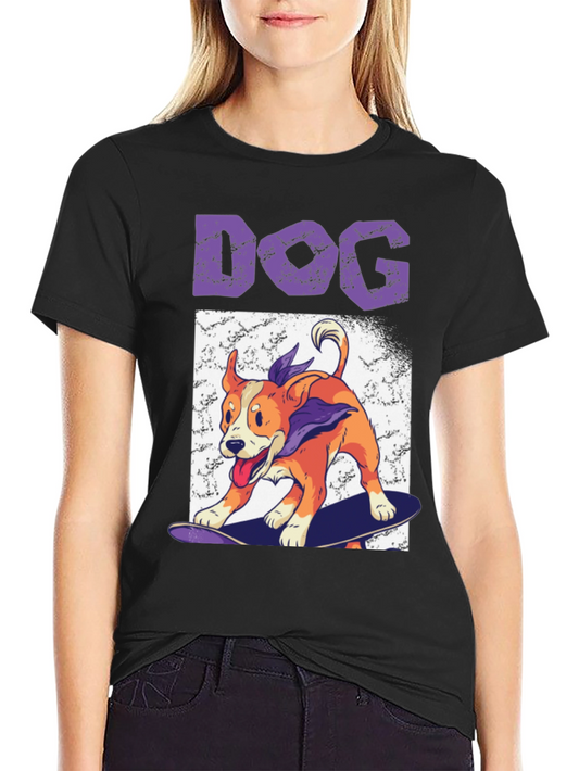 Skateboarding Dog Graphic Tee - Cool Casual Wear
