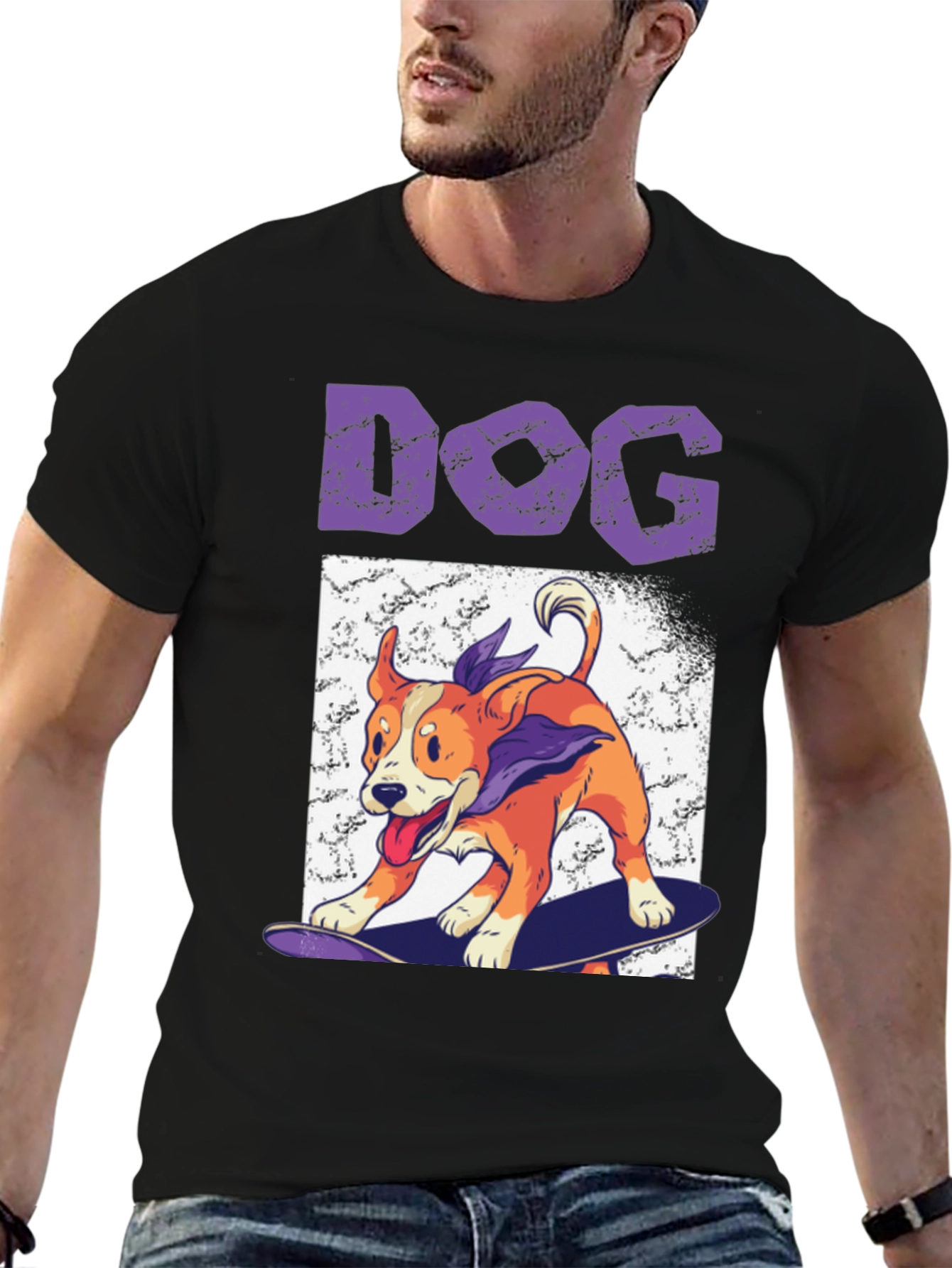 Skateboarding Dog Graphic Tee - Cool Casual Wear