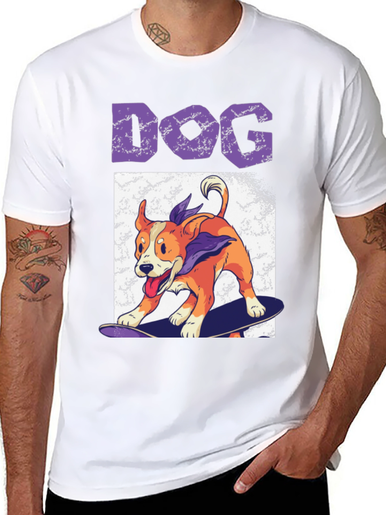 Skateboarding Dog Graphic Tee - Cool Casual Wear
