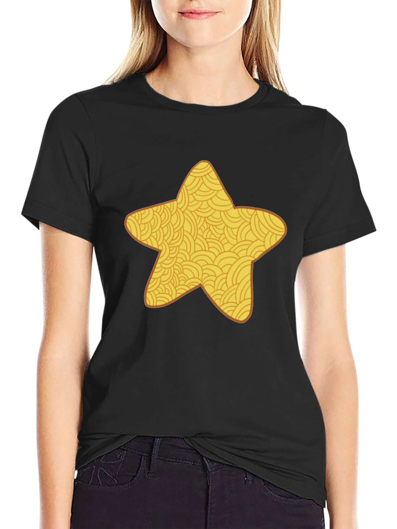 Golden Star Graphic Black T-Shirt