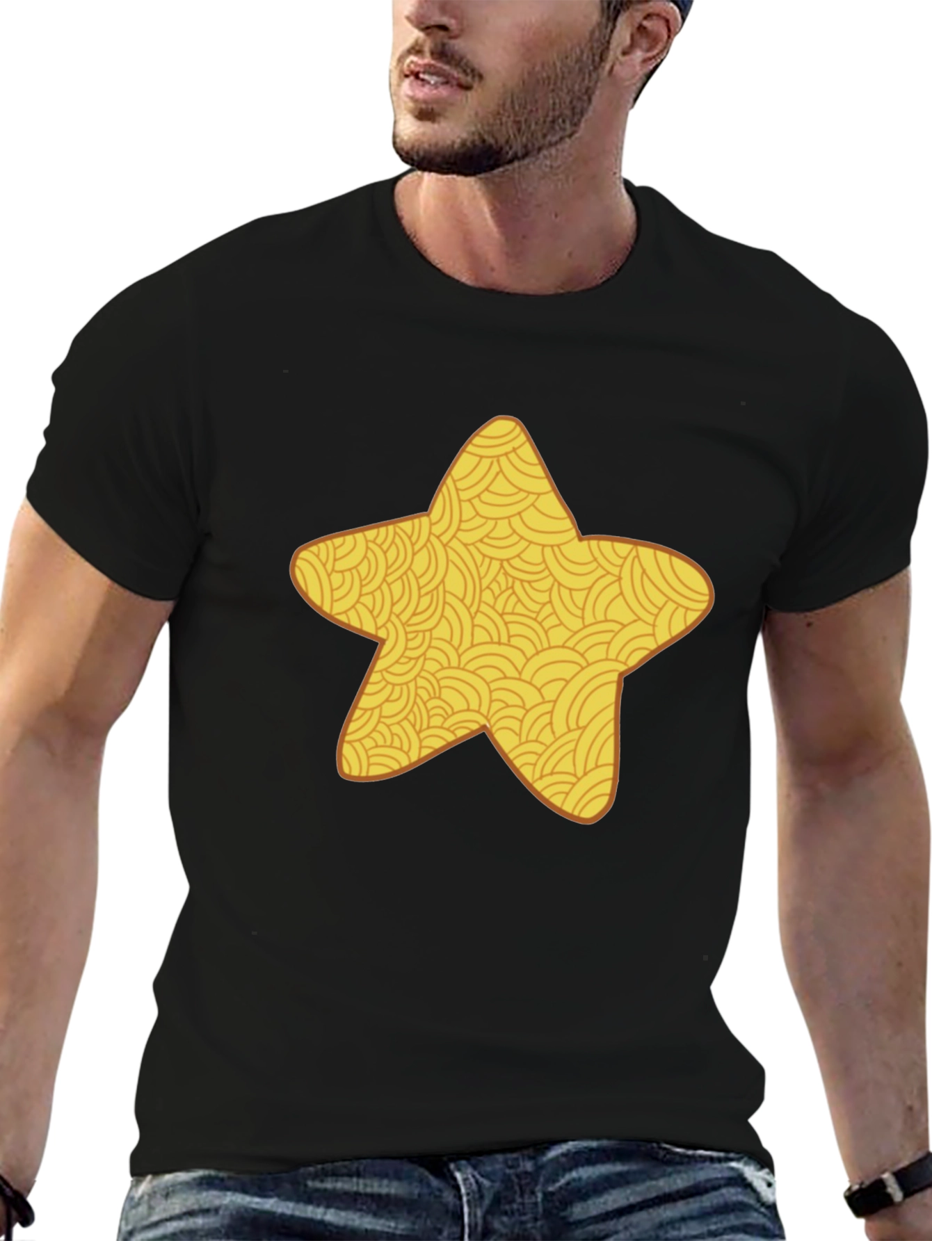 Golden Star Graphic Black T-Shirt